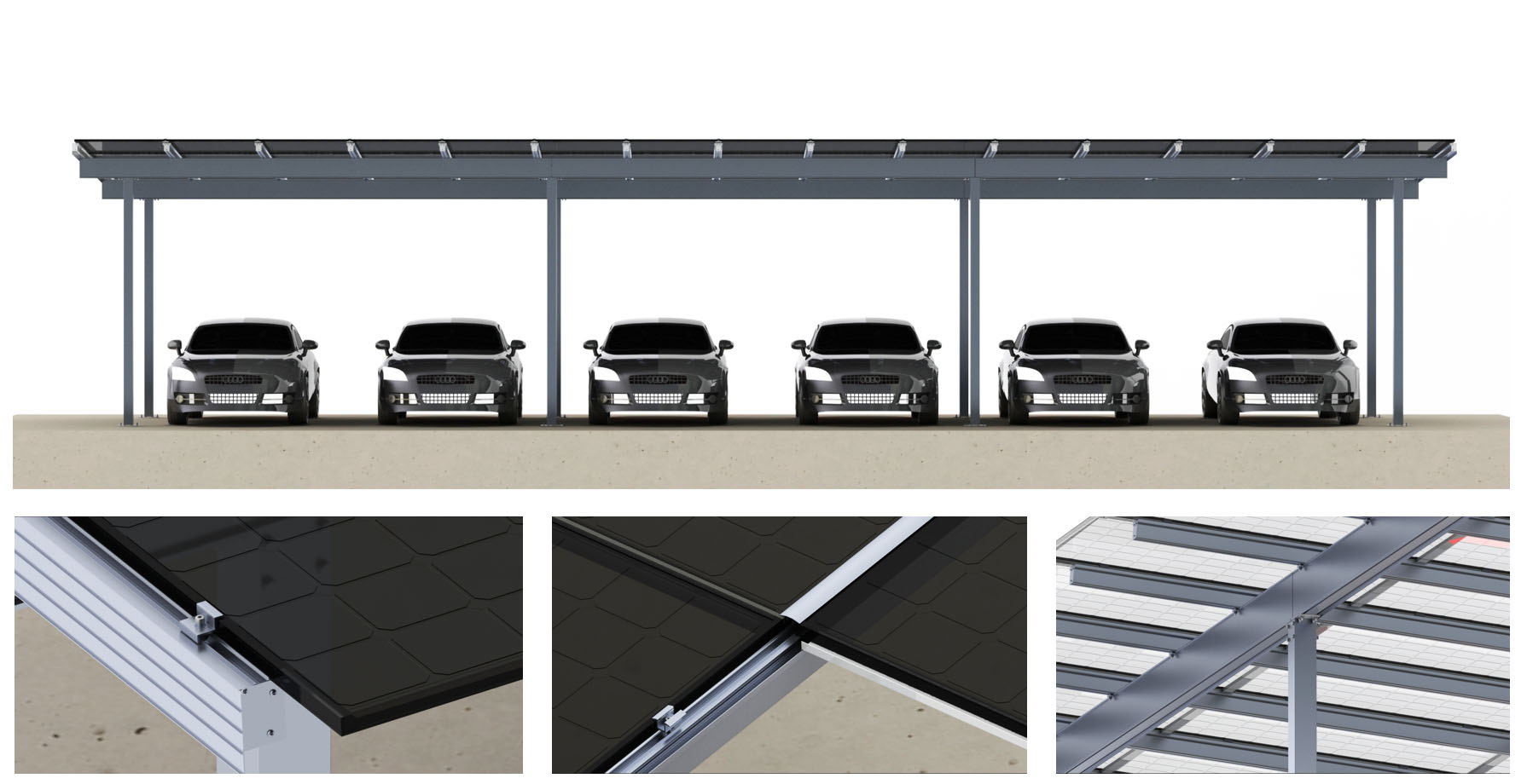  Aluminum Solar Carport Double-Column