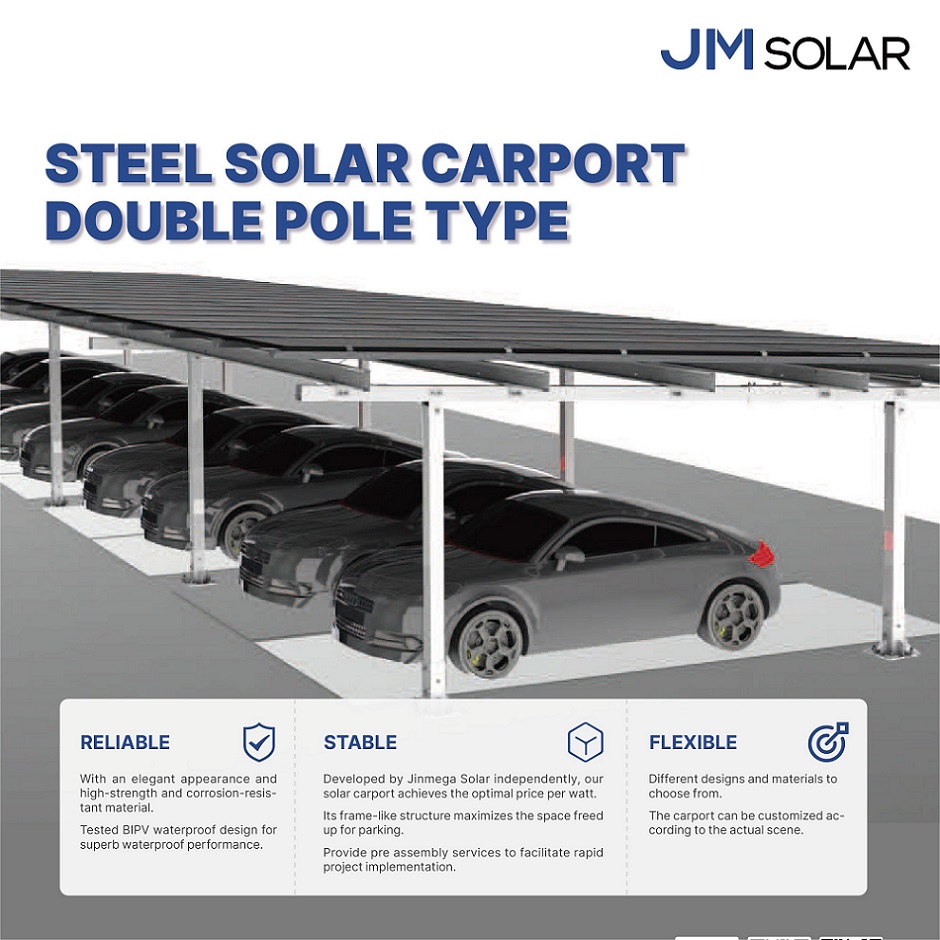 Carport solare in acciaio a doppia struttura | Costruito per la resistenza, progettato per l'energia solare